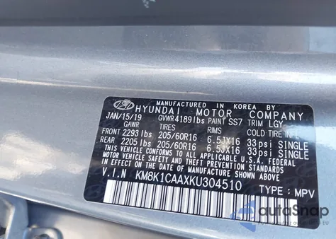 2019 Hyundai Kona Se z USA, uszkodzony, nr VIN KM8K1CAAXKU304510